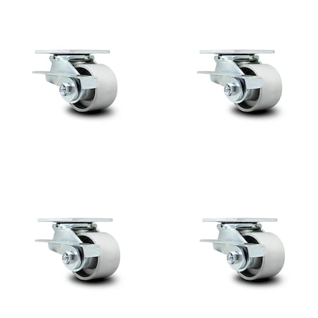 Service Caster 3.25 Inch Semi Steel Caster Set with Roller Bearings and Brake/Swivel Lock SCC SCC-30CS3420-SSR-SLB-BSL-4